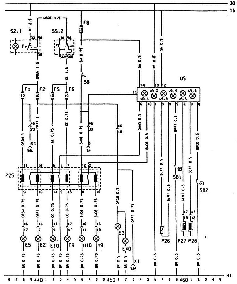 Схема электрооборудования №12 (Опель Кадет Е 1984-1995 ...