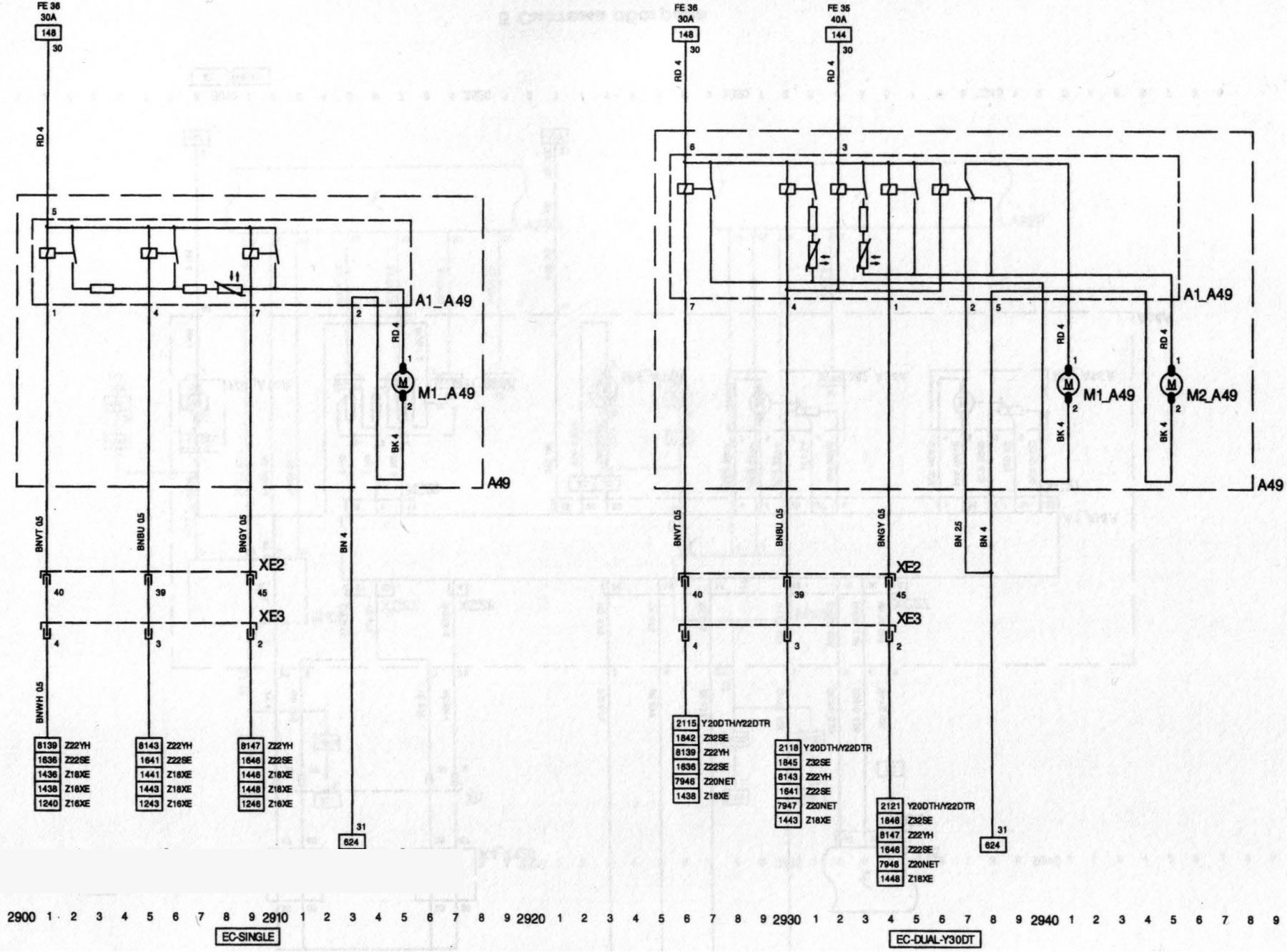 Электросхема вентилятора системы охлаждения (Опель Вектра С 2002-2008 ...
