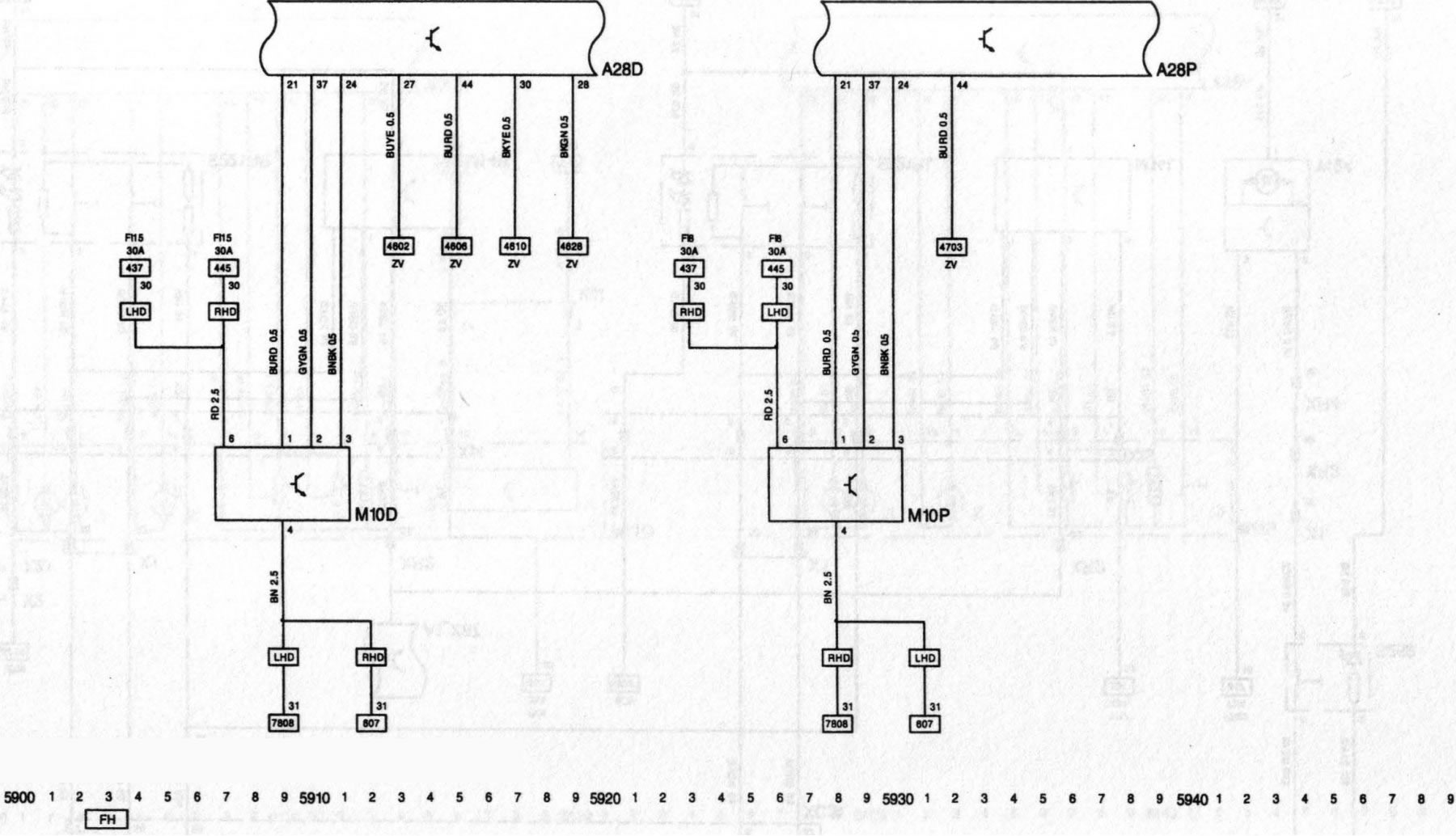 Электросхема стеклоподъемников передних дверей (Опель Вектра С 2002 ...