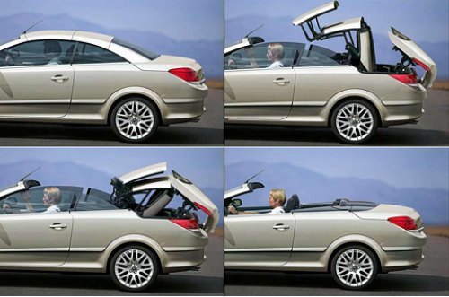 Складываясь, крыша уменьшает объем багажника с 440 до 205 литров.