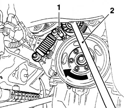 7.4. Loosening the Multi-Rib Belt Tension (using the example of the Z10XEP engine with a CV)
