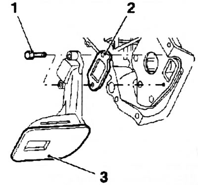 13.14. Fastening bolts (1) and sealing gasket (2) of the oil intake (3) of the Z13DT engine
