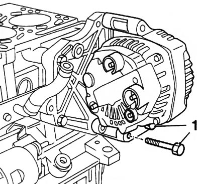 10:45. Dolne śruby mocujące generator (1) (silnik Z13DT)