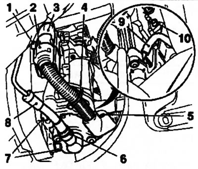 7.2. Removing the Easytronic clutch control module: 1, 7, 10 Mounting bolts; 2. Module wiring…