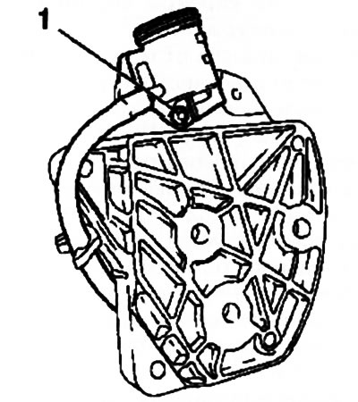 7.8a. Bolt (1) for fastening the clutch reservoir (models with Easytronic)
