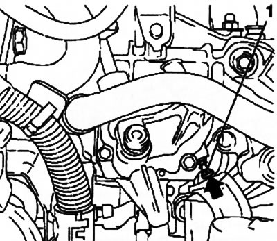 9.7. Zarážka mechanizmu radenia prevodových stupňov (1) (Manuálna prevodovka F13/F17)