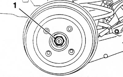 10.2. Matica náboja zadného kolesa (1) (modely Corsa C, mechanizmus bubnovej brzdy)