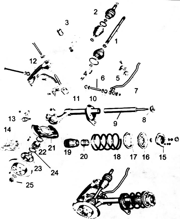 1 - drive shaft, 2 - internal constant velocity joint, 3 - damping sleeve (silent block), 4 - outer…