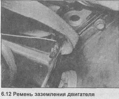 12. Адкруціце рамяні зазямлення рухавіка (фота).