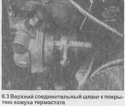 3. Loosen the clamp, disconnect the upper hose from the thermostat housing cover (photo).