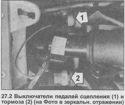 The brake and clutch pedals are equipped with control switches (photo).