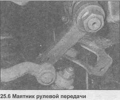 6. Unscrew the nut securing the steering pendulum to the base of the steering gear, then use a…