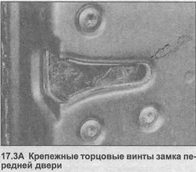 3. Using a socket wrench, remove the screws and remove the lock assembly from the door (photo).