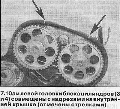 10. Уверите се да је ознака времена ланчаника радилице и даље у равни са зарезом на кућишту пумпе…