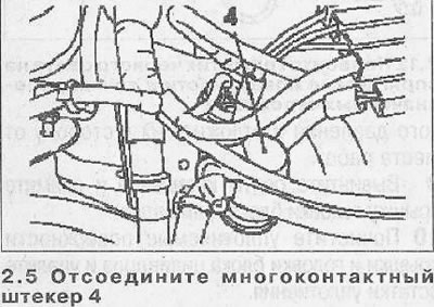 5. Искључите вишепински утикач 4 (погледајте илустрацију).