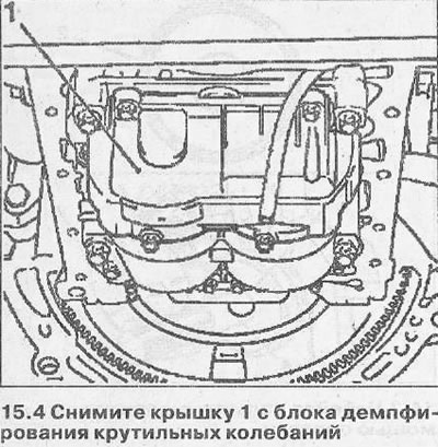 4. Отстранете капака 1 от модула за гасене на усукващи вибрации (вижте илюстрацията).