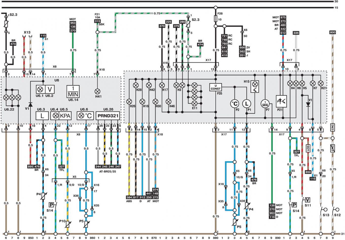 Схема проводки опель омега Circuit diagrams 800-899 (Opel Omega B 1993-1999: Electrical equipment: Wiring d