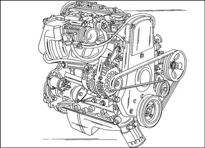 Tip motor 2,4 l (C 24 NE). Motorul are o transmisie prin lanț a arborelui cu came