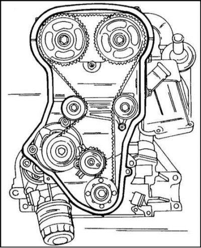 6. Remove the timing belt and cylinder head (see separate description).