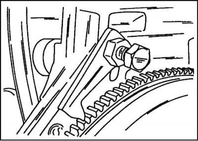15. Install the flywheel (see the relevant subsection) and secure it with bolts. To prevent the…