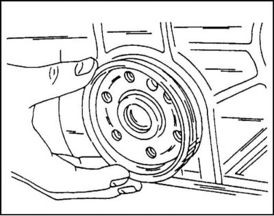 4. Apply grease to the outer and working surfaces of the seal and insert it into the hole as shown…