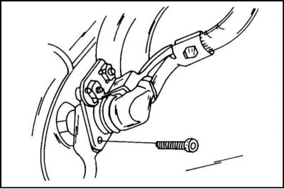 Сензорите на предните колела са разположени в кормилните шенкели, както е показано. Те контролират…