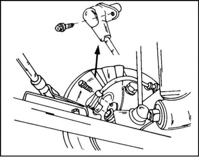 3. Развийте сензора. Местоположението на сензора на задното окачване е показано на илюстрацията.