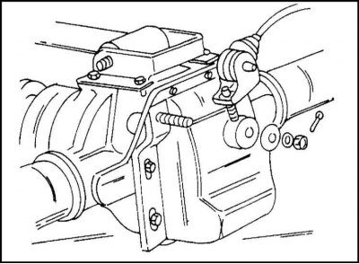 14. Disconnect the brake pressure regulator connecting rods from the bracket on the rear axle. The…
