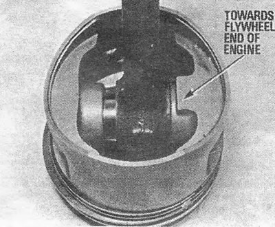 Photo 12.13. Cutouts on the lower surface of the piston: 1. Towards the flywheel.