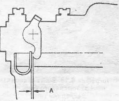 Figure 3.13. Gap between the deflector flap and the draft: A = 0.1-0.3 mm.