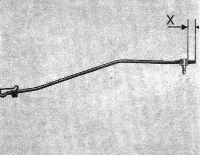 Obrázok 11.25. Schéma inštalácie ovládacej páky zámku: X = 8,0 mm (0,31 palca)