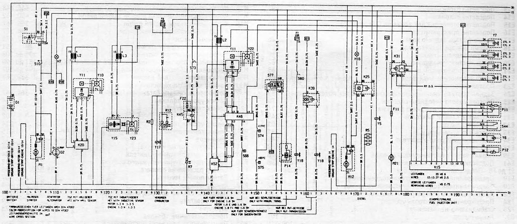 Рисунок 12.89 Электрическая схема для моделей 1985 года выпуска