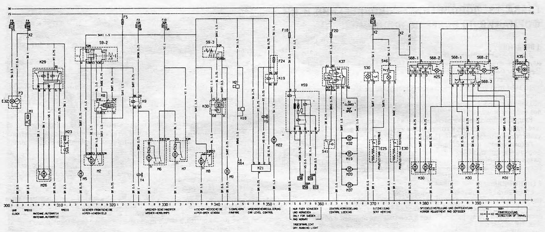Электрическая схема для моделей 1986 года выпуска (Опель Аскона С 1981 ...