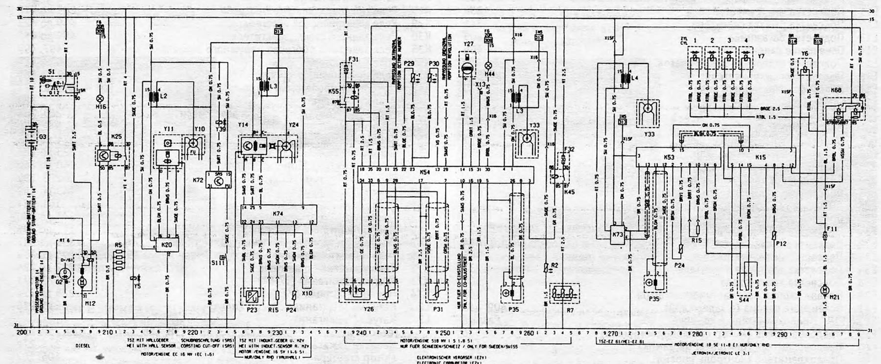 Rysunek 13.6. Schemat elektryczny dla modeli produkowanych od 1987 r (kontynuacja)