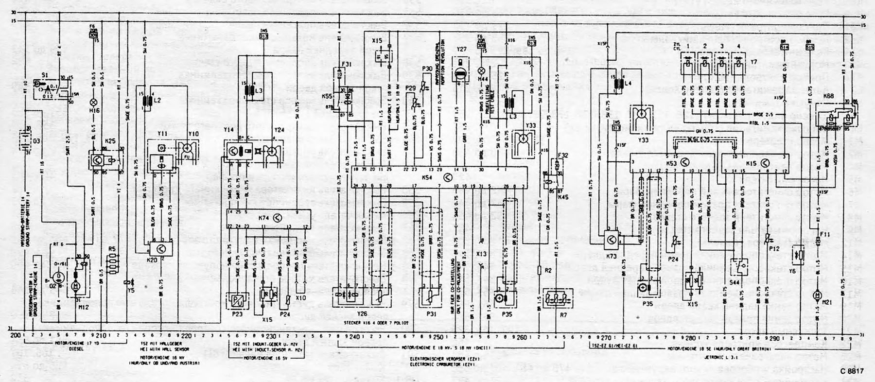 Rysunek 13.7. Schemat elektryczny dla modeli produkowanych od 1988 r (kontynuacja)
