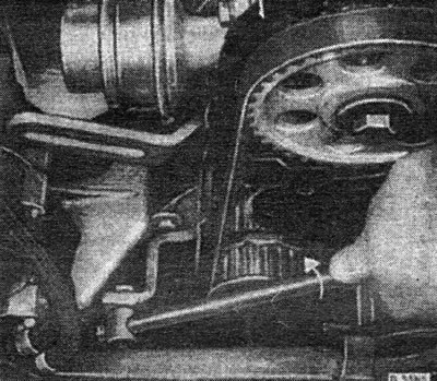 Use a special key for the water pump to adjust the toothed belt; turning the pump up increases the…