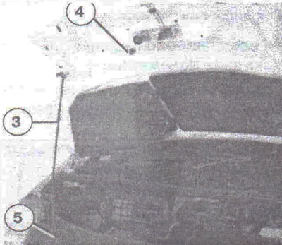 Za otključavanje podignite ploču 2. Otvorite poklopac motora, otpustite nosač 4 s nosača 5 i, iz…