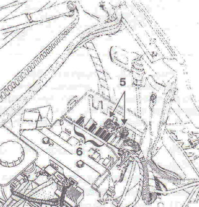 Figure 3.11. Disconnect wiring connectors 5 and release fuse holder 6 from the latches.