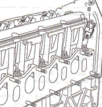 Figure 3.66. Location of injection system elements in the engine compartment: 8 - Camshaft position…