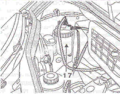Figure 3.70. Location of injection system elements in the engine compartment: 17 - Fuel filter.