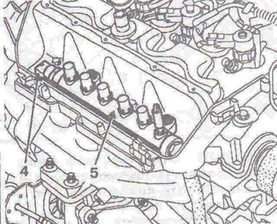 Figura 4.64. Amplasarea componentelor sistemului de injecție a combustibilului: 4 - Senzor de…
