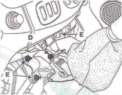Figure 5.93. Unscrew bolt D securing the gear shift lever housing and three nuts E securing the…
