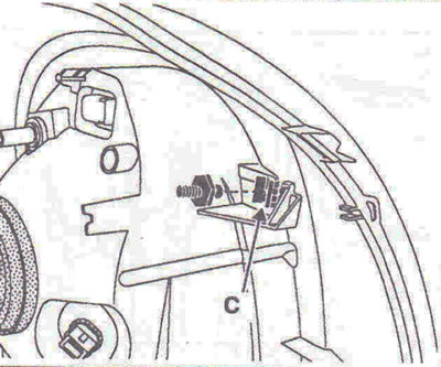 Figure 9.39. Remove the headlight by disconnecting the lower fastening C.