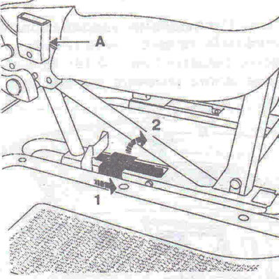 Figure 10.24. Disconnect the two clamps A, then remove the seat belts. Unscrew the two bench seat…