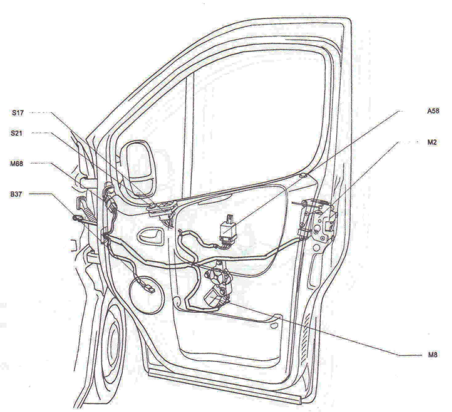 Driver's door (right hand drive vehicles)