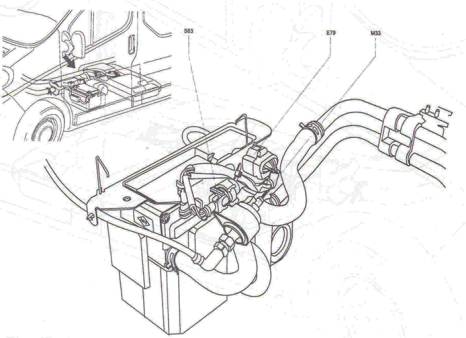 Wiring location under the car body