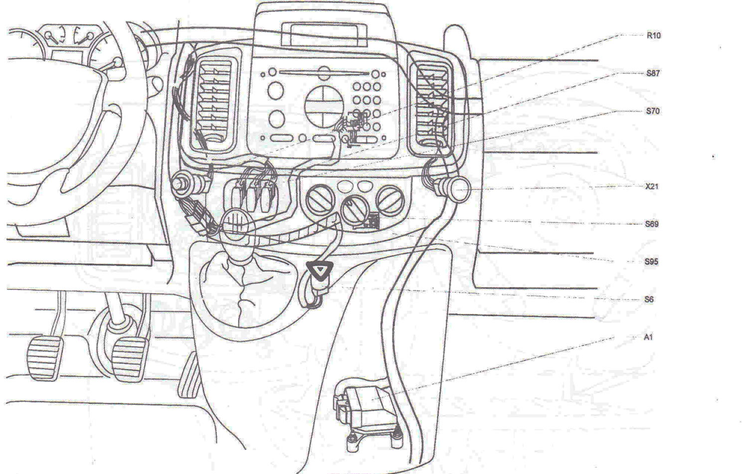 Central part of the instrument panel (left hand drive vehicles)