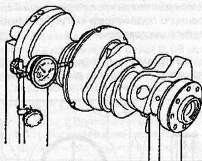 Install the crankshaft on the V-shaped prisms.