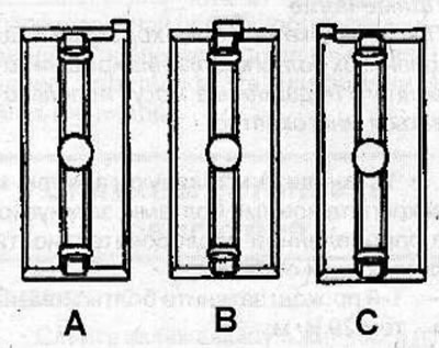 C - lower bearing shells of main journals 2 and 3 of the crankshaft.