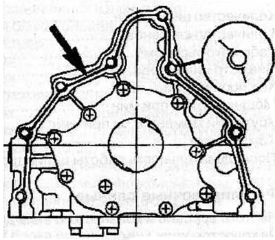 Apply a layer of sealant to the mating surface of the oil pump. Apply a bead of sealant to the…